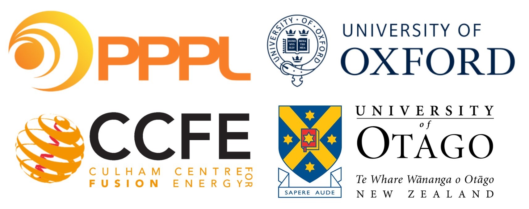 Logos for Culham Centre for Fusion Energy, University of Otago, and University of Oxford