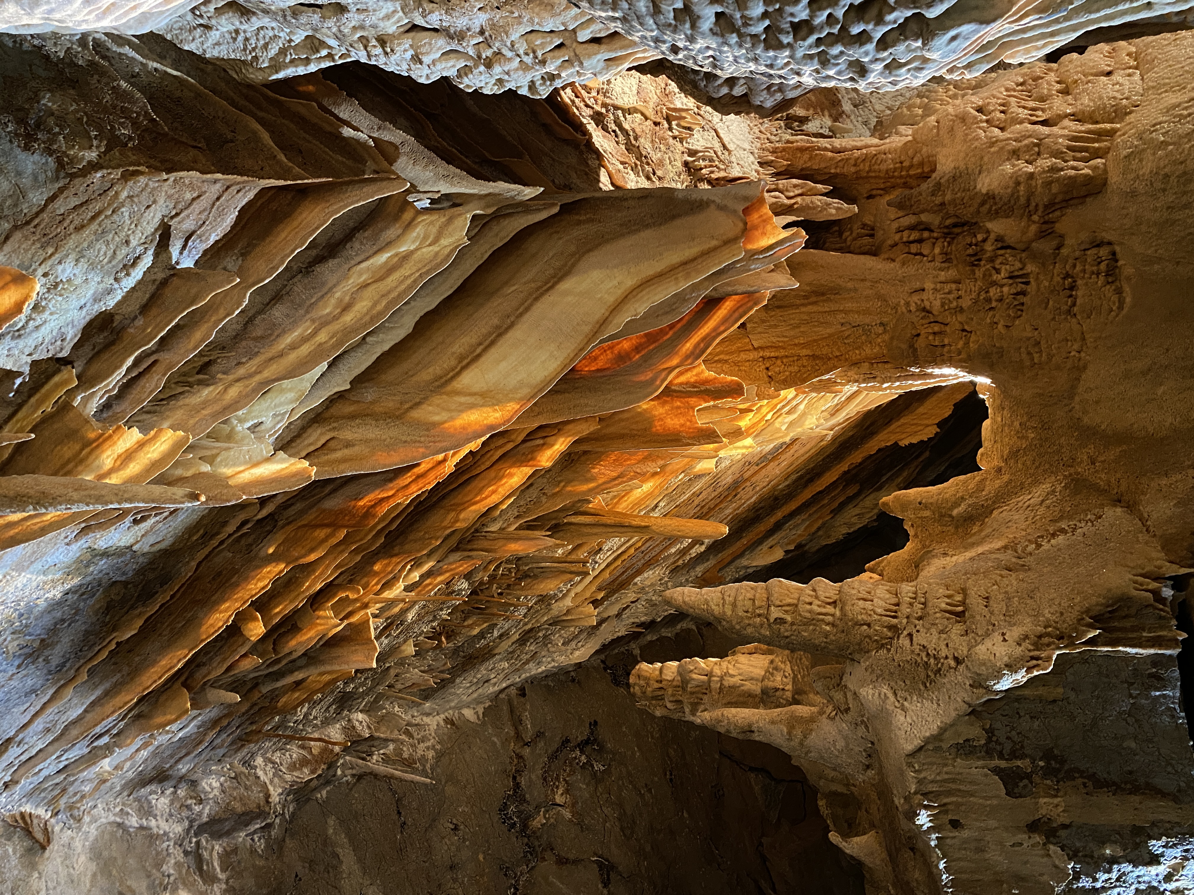 Orange and marble coloured speleothems